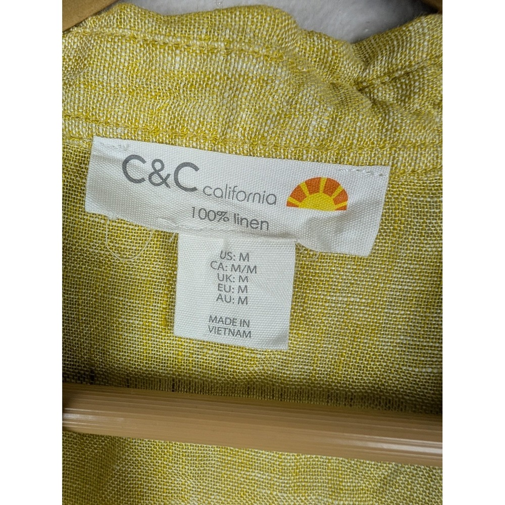 C&C California Shirt Womens Medium Linen Button Up Lightweight Summer Blouse 438 - Picture 4 of 8